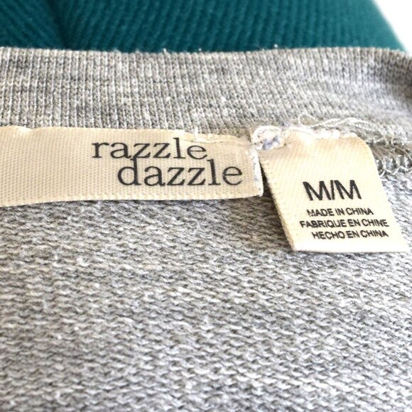 Crewneck Gray Sweater with Pink Embroidered Flower Sleeves - Picture 6 of 8